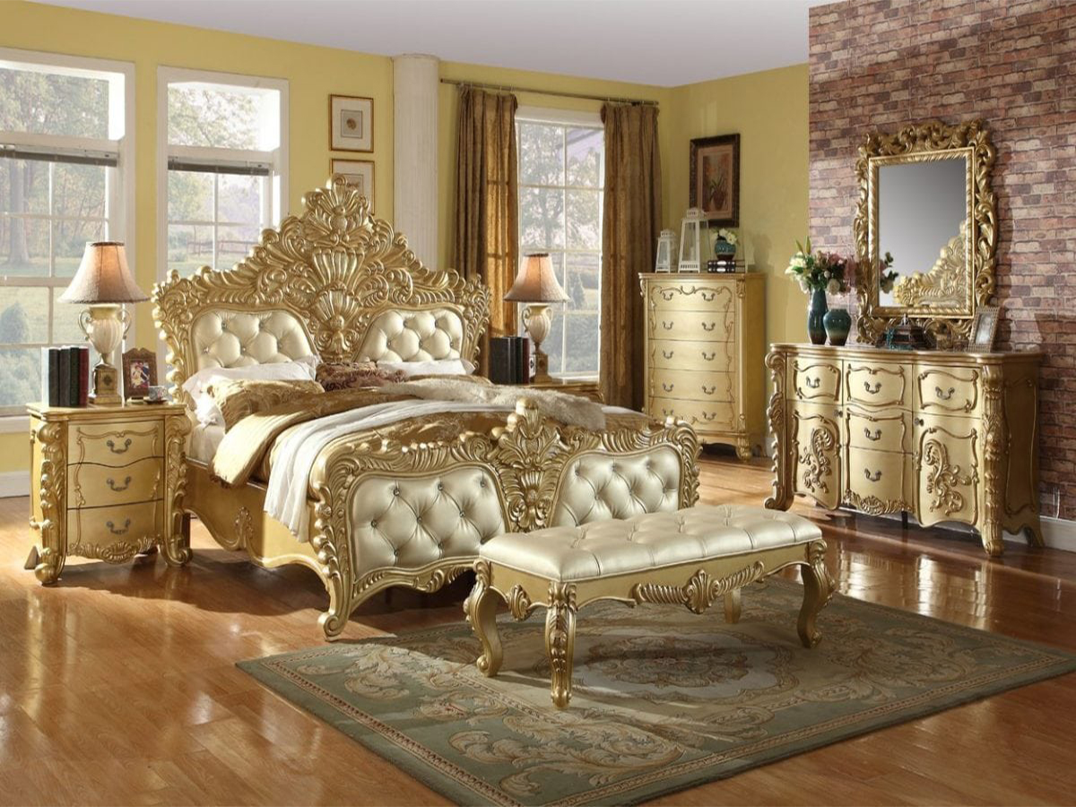 tempat tidur mewah duco warna emas